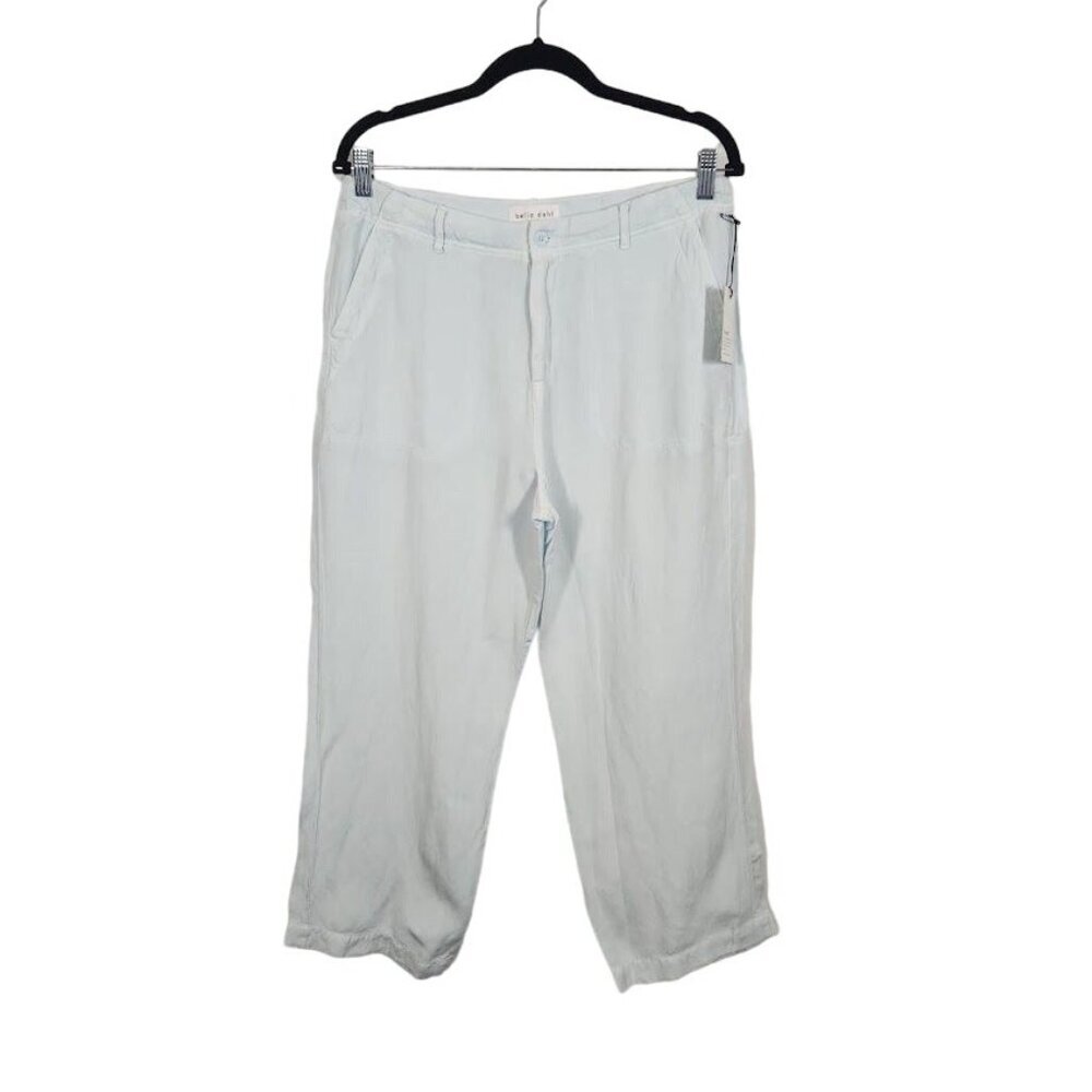 Bella Dahl Chambray Cropped Linen Pants in Light Blue - Size 28‎